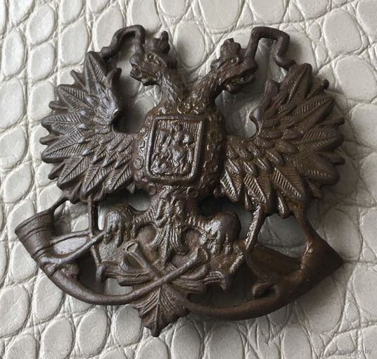 Царская кокарда "орел на трубах". (тяжелый металл, р-р 5X5 см).