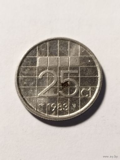 Нидерланды 25 центов 1983