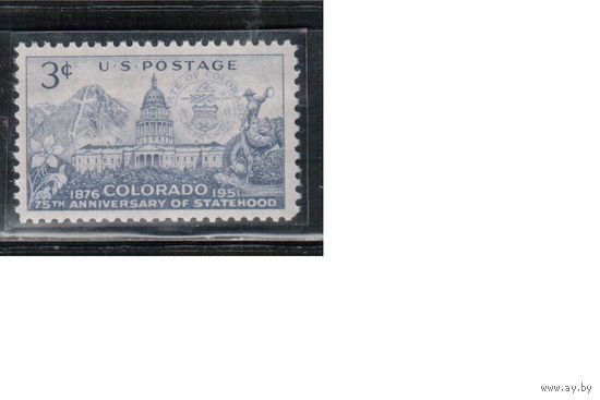 США-1951, (Мих.619),  **   , Штат Колорадо (одиночка)