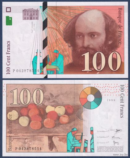 Франция, 100 франков 1998 г., P-158a (P, художник Поль Сезанн), UNC