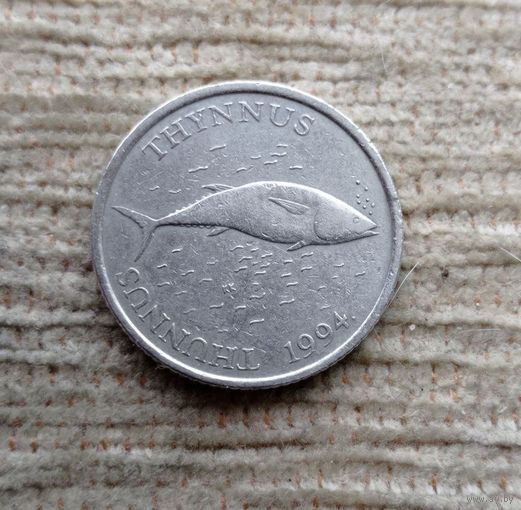 Werty71 Хорватия 2 куны 1994 латынь латинский текст рыба Тунец