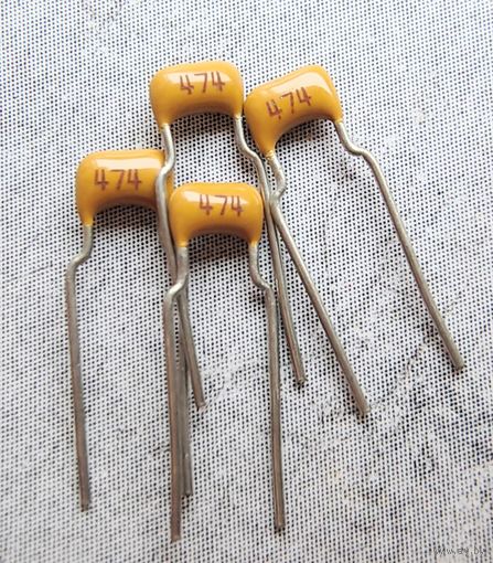 0,47 мкф ((Цена за 30 штук)) 474. 50 Вольт. 20%. Y5V. Конденсатор керамический многослойный выводной. 0.47мкф
