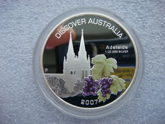 1 доллар 2007. Австралия. Аделаида. "Откройте для себя Австралию". Серебро 999