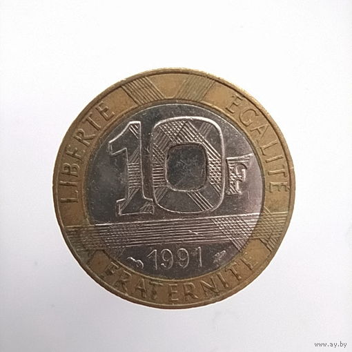 Франция 10 франков 1991 год лот 40 биметалл