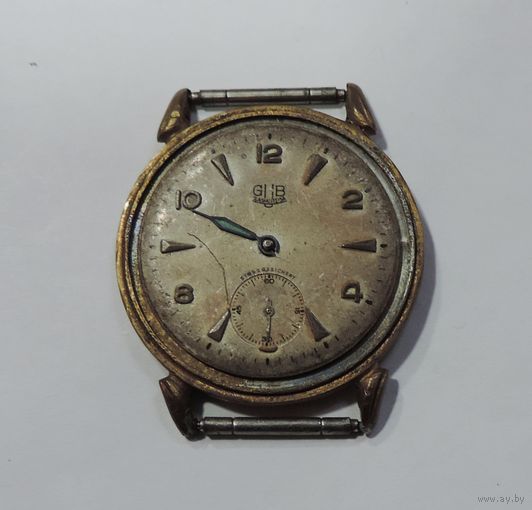 Часы мужские наручные "GuB. Glashutte" 50-60-е годы ГДР. Не исправные.