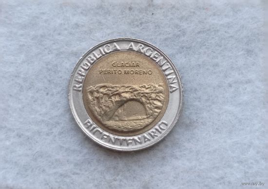 Werty71 Аргентина 1 песо 2010 200 лет Независимости от Испании Перито Морено Биметалл