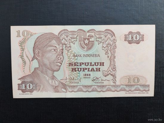 Индонезия 10 рупий 1968г unc, пресс