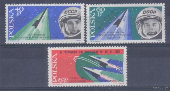 [1229] Польша 1963. Космос СССР.Визит в Польшу. НАДПЕЧАТКИ. СЕРИЯ MH