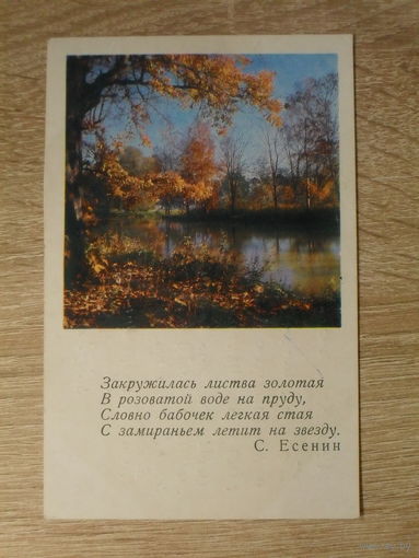 ПОДПИСАННАЯ ОТКРЫТКА СССР."ОСЕНЬ". фото. И. СТИНА. 1968 год.