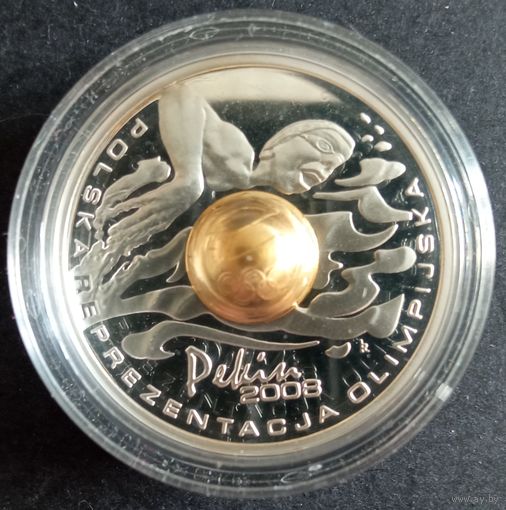 Польша. 2008г. Серебро. 10 злотых. 29-е летние Олимпийские игры в Пекине. Золотой сердечник.