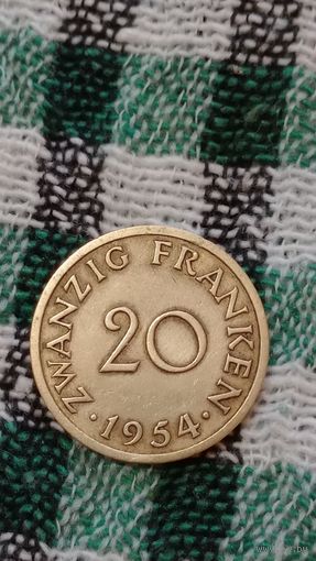Саар 20 франков 1954