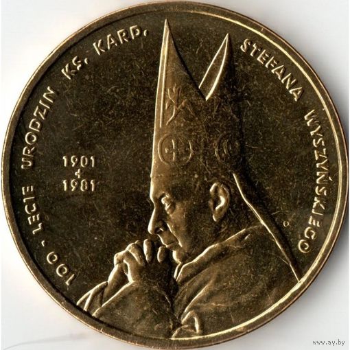 Польша 2 злотых, 2001 100 лет со дня рождения Стефана Вышинского UNC