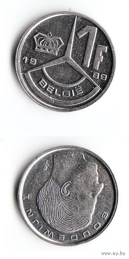 1 франк Бельгия 1989 года