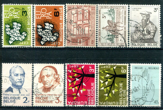 Бельгия - 1961-1962г. - 7 полных серий - 10 марок - гашёные [Mi 1253-1254, 1264, 1272, 1273, 1274-1275, 1282-1283, 1284]. #2-Be-54-KS-1