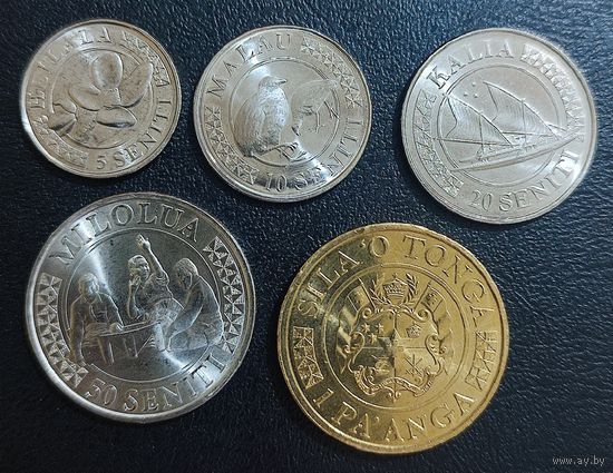 Тонга 5, 10, 20, 50 сенити 1 паанга 2015г. (набор 5 монет).