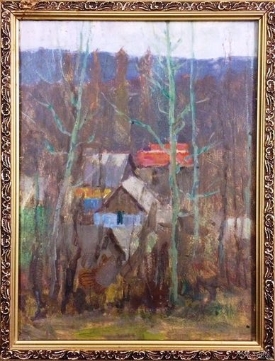 Дмухайло И.С "Неманские берега",1960г. К/М. р.32,5х44см.