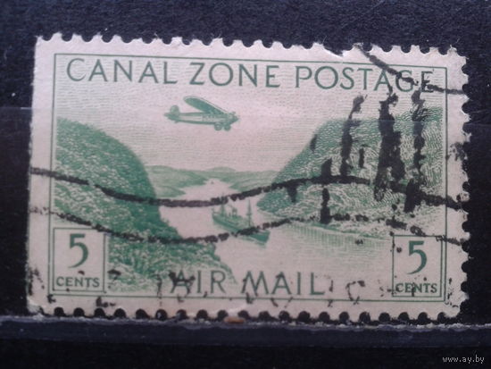 Зона Панамского канала, 1931. Авиапочта. Гравюра Панамского канала