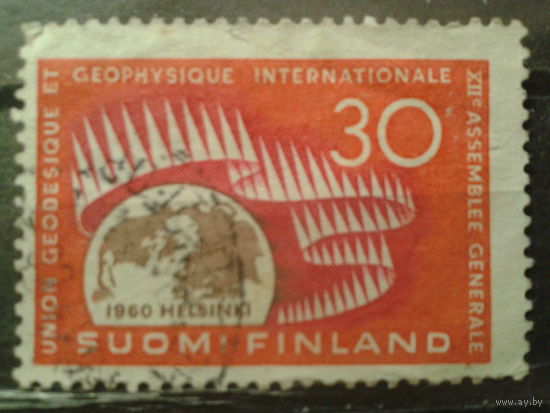 Финляндия 1960 Северное сияние, карта