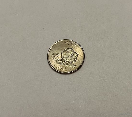 1/4 долллара 2005 Квотер штата Канзас двор P с рубля