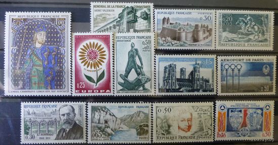 ФРАНЦИЯ\135-1\набор марок 12шт  MNH