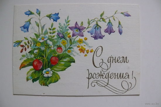 Комарова С., С днем рождения! 1992, двойная, подписана, мини-формат.