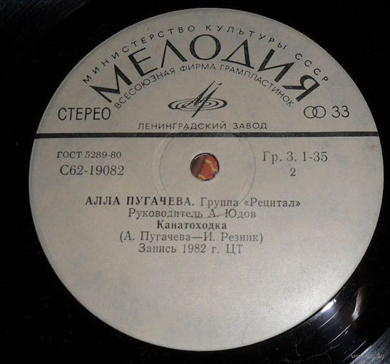 Алла Пугачева, Цыганский Хор, Канатоходка, миньон 1983