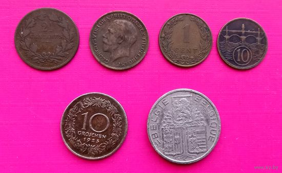 Монеты старинные иностранные 6 штук