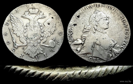 РУБЛЬ 1764 ГОДА СПБ-СА ЕКАТЕРИНА II. ФУТЛЯР В ПОДАРОК.