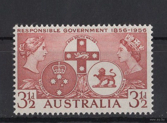 Австралия /Australia 1956** 100 лет правления в Новом Южном Уэльсе, Виктории и Тасмании. Королева Виктория и Елизавета II  Mi#262