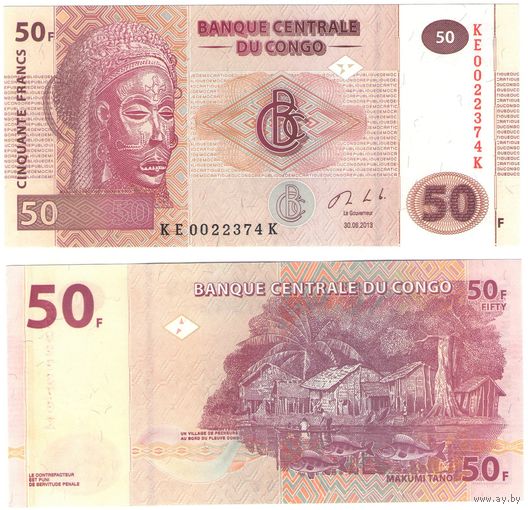 Конго 50 франков 2013 год UNC