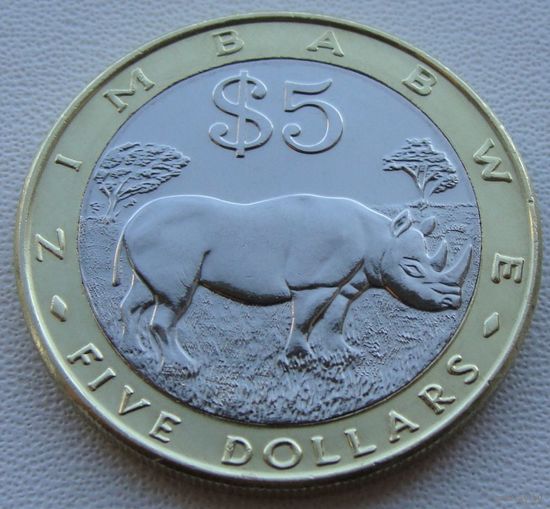 Зимбабве. 5 долларов 2002 год KM#13