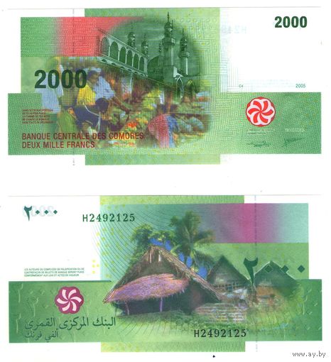 Коморские острова (Коморы)  2000 франков 2005 год  UNC