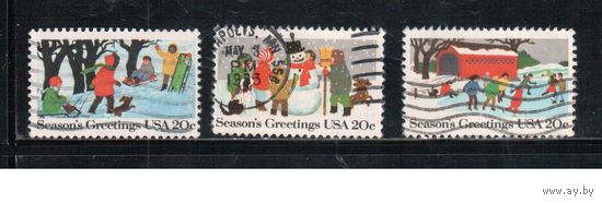 США-1982, (Мих.1607-1609) , гаш. ,Рождество, Новый год  , 3 марки(1)