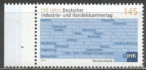 Германия. 150 лет Торговой палате. 2011г. Mi#2865.