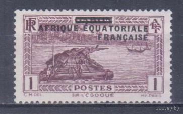 [129] Французские колонии. Французская Экваториальная Африка 1936. Надпечатка.1с. БЕЗ КЛЕЯ.