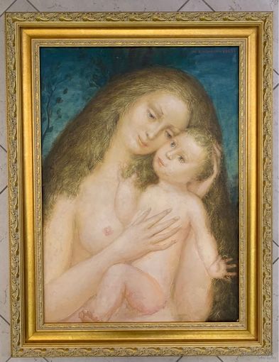 Кузьмич А.В "Моя Мадонна", 1991г. Картон, масло. Размер 68х49 см.
