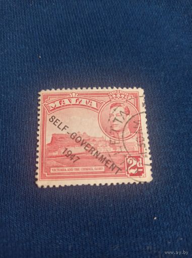 Британская Мальта 1938 года. Цитадель Виктория. Гозо. Надпечать самоуправления 1947 года