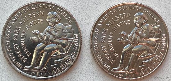 США 25 центов (квотер) 2025 г. Стейси Парк Милберн. D и Р. Цена за 1 шт.