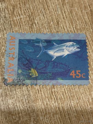 Австралия. Рыбы. Giant Trevally. Марка из серии