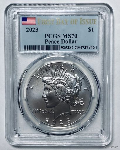 1 доллар 2023 мирный США ms 70 PCGS первый день выпуска!
