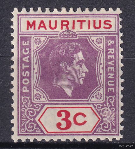 45.BrKM. Великобритания. Колонии. Маврикий. Георг VI. Стандарт. 3C. 1938 г. Mi.#204A.