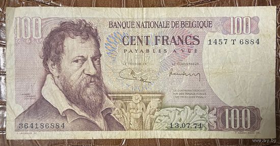Банкнота. Бельгия. 100 франков 1971 год. Художник Ламберт Ломбард.