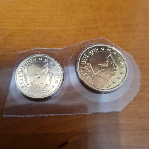 Люксембург 10 и 20 евро центов 2023 UNC в запайке