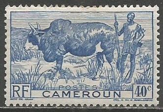 Камерун(Французский). Бык с пастухом. 1946г. Mi#272.