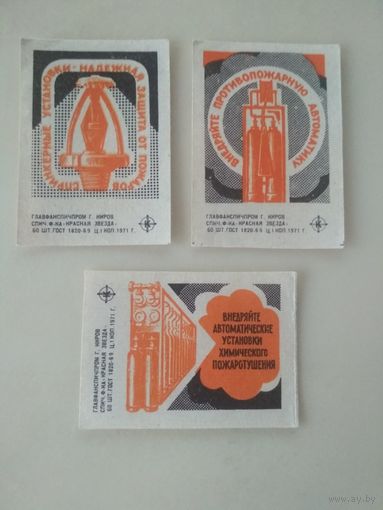 Спичечные этикетки  ф.Красная звезда. Автоматические системы пожаротушения. 1971 год