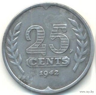 Нидерланды (германская оккупация). 25 центов 1942 г.