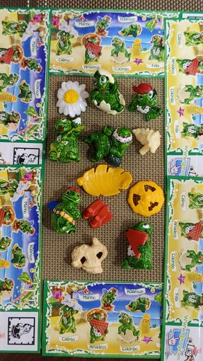 Редкая серия киндер Черепахи 2012г.Италия.Вся серия в Коллекционном состоянии. Весь комплект оригинальных вкладышей.