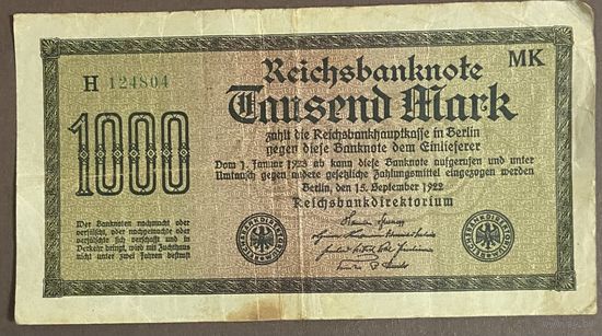 Банкнота 1000 марок 1922 год. Веймарская республика