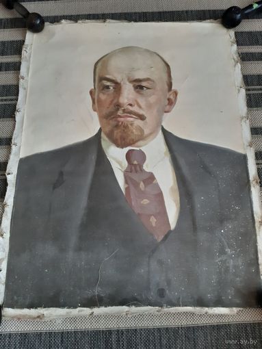 Вождь мирового пролетариата В.И. Ленин на холсте.