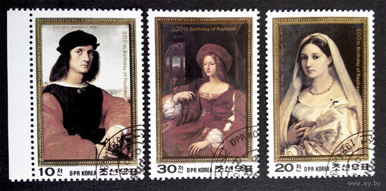 Корея 1984 г. Живопись. 500 лет со дня рождения Рафаэля. Культура, Искусство, полная серия из 3 марок #0089-И1P20